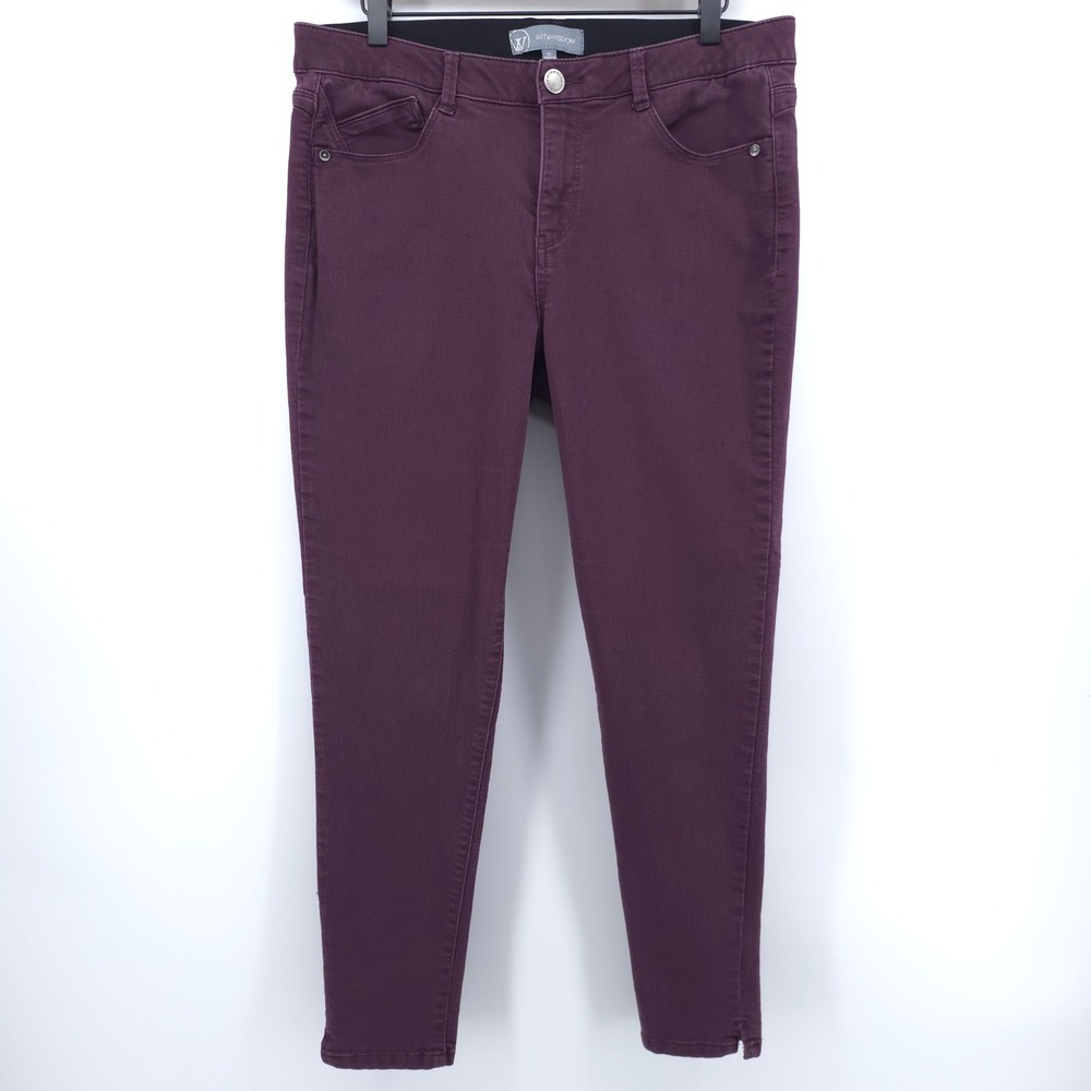 Wit & Wisdom Womens Pants Ab-solution Skinny 12 Purple Plum Stretch